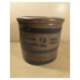 #2 blue decorated stoneware crock