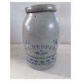 blue decorated advertising crock Greensboro,PA