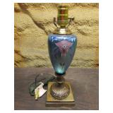 fenton glass hand painted table lamp