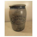 #2 blue decorated Hamilton from PA adv. crock