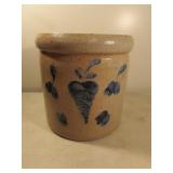 #2 blue decorated stoneware crock
