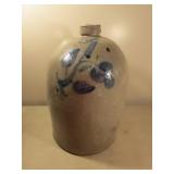 #4 blue decorated stoneware crock jug