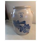#2 Evan R. Jones Penns. blue decorated crock
