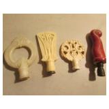 4 aladdin lamp finials(3 on left are plastic)