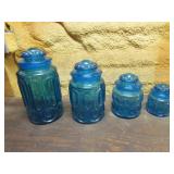 moon & stars blue glass canister set