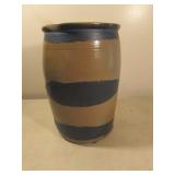 9 1/2" blue decorated stoneware crock