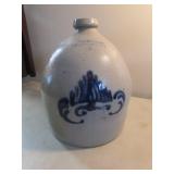 #2 J.M. Pruden blue decorated stoneware crock jug