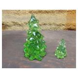 2 Mosser glass green christmas trees