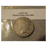 1922 silver peace dollar