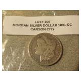 1891 morgan carson city silver dollar
