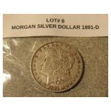 1891-D morgan silver dollar