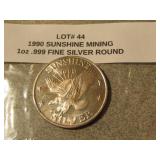 1 oz  .999 fine silver round
