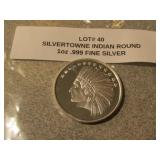 1 oz  .999 fine silver indian round