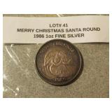 1 oz  .999 silver merry christmas round