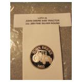 john deere 1 oz  .999 fine silver round