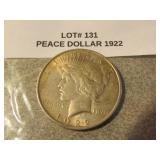1922 silver peace dollar