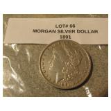 1891 morgan silver dollar