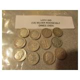 12 silver roosevelt dimes
