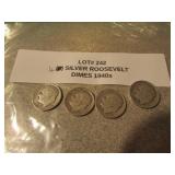 4 silver roosevelt dimes