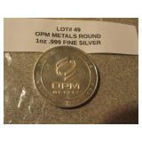 1 oz  .999 fine silver round