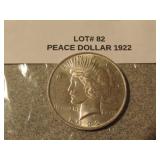 1922 silver peace dollar