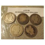 5 silver barber half dollars