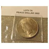 1922 silver peace dollar