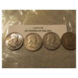 4 silver franklin half dollars
