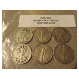 6 silver walking liberty half dollars