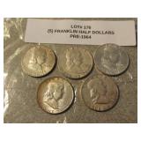 5 silver franklin half dollars