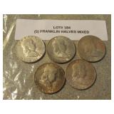 5 silver franklin half dollars