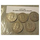 5 silver franklin half dollars