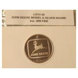 john deere 1 oz  .999 fine silver round