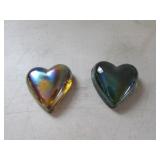 2 small joe st.clair glass hearts