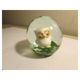 joe st.clair owl sulphide paperweight