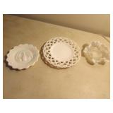 joe st.clair glass festv. plate,moonstone dish