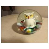 bob st.clair owl sulphide paperweight