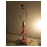 joe st.clair 3 ball pink lamp w/finial (marked)