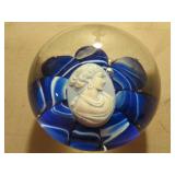 joe st.clair cameo sulphide paperweight