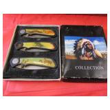 3 Indian knives w/box