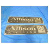 2 metal Allison GM signs