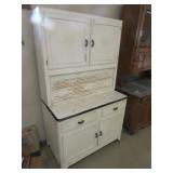 white hoosier style cabinet