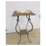 vintage brass decorated marble top stand