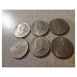 6- kennedy half dollars