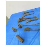 pipe wrenches,bullet ladle & antique sprinkler