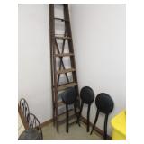3 stools & taller wooden stepladder