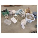 jar w/shells,laundry baskets,candleholder,items