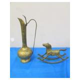 brass rocking horse & pitcher