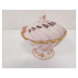 hand painted cambridge glass shell dish