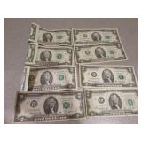 8- $2 bills